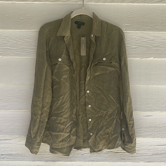 J. Crew Tops - J Crew Classic-Fit 100% Silk Button-Up Blouse, Size XS
